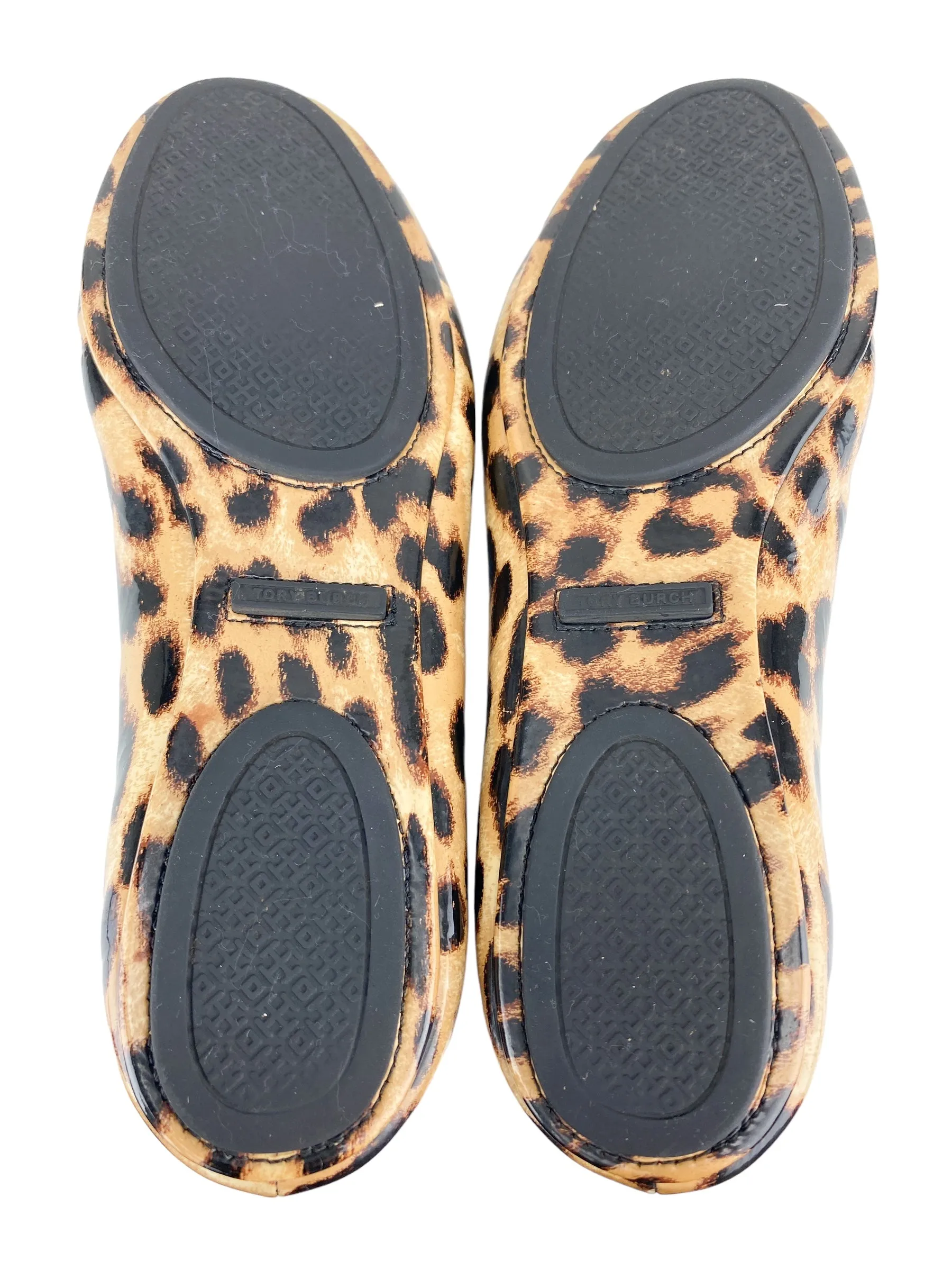 Tory Burch Women's Minnie Leopard Travel Ballet Flat Camel Black Size 7.5