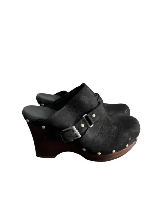 Ugg Studded Shearling Lined Wedge Clog Black