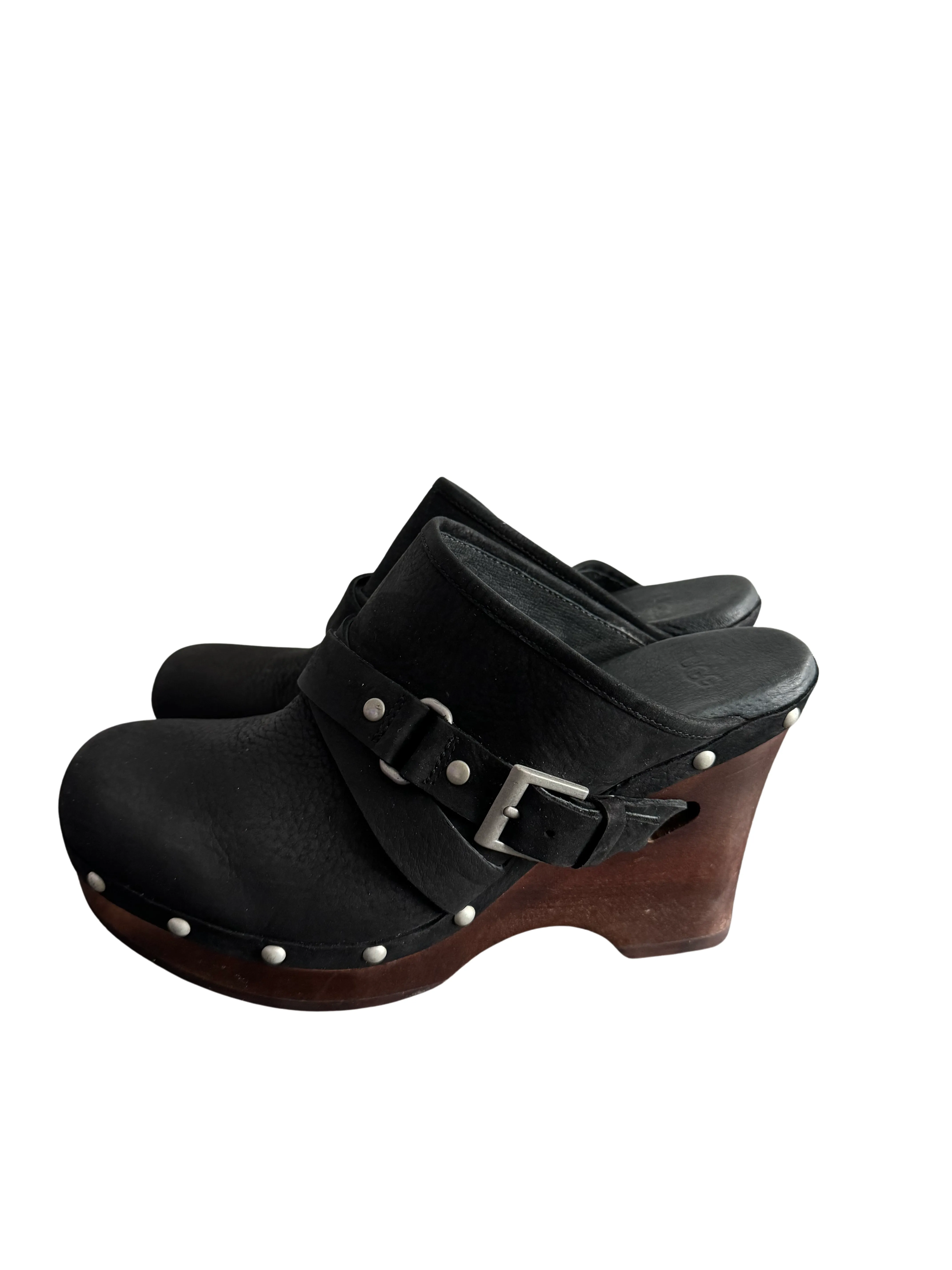 Ugg Studded Shearling Lined Wedge Clog Black