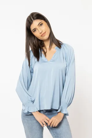 V Neck Frill Top