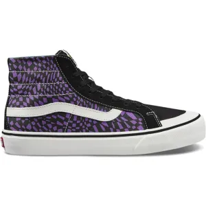 Vans Unisex Sk8 Hi Decon Warped Checkerboard Shoes - Black / Purple / White