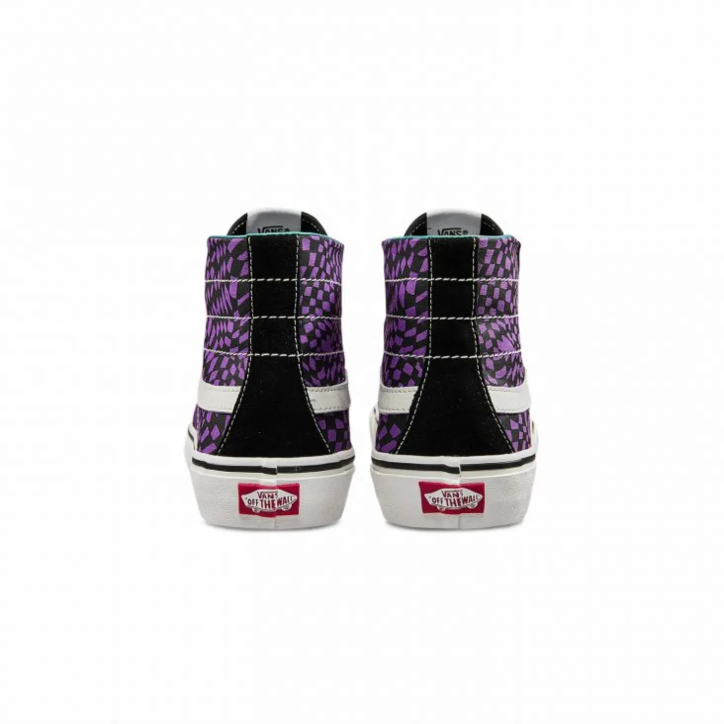 Vans Unisex Sk8 Hi Decon Warped Checkerboard Shoes - Black / Purple / White