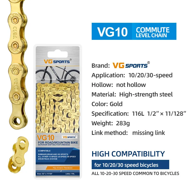 VG Sports Gold 8/9/10/11 Speed Bicycle Chain