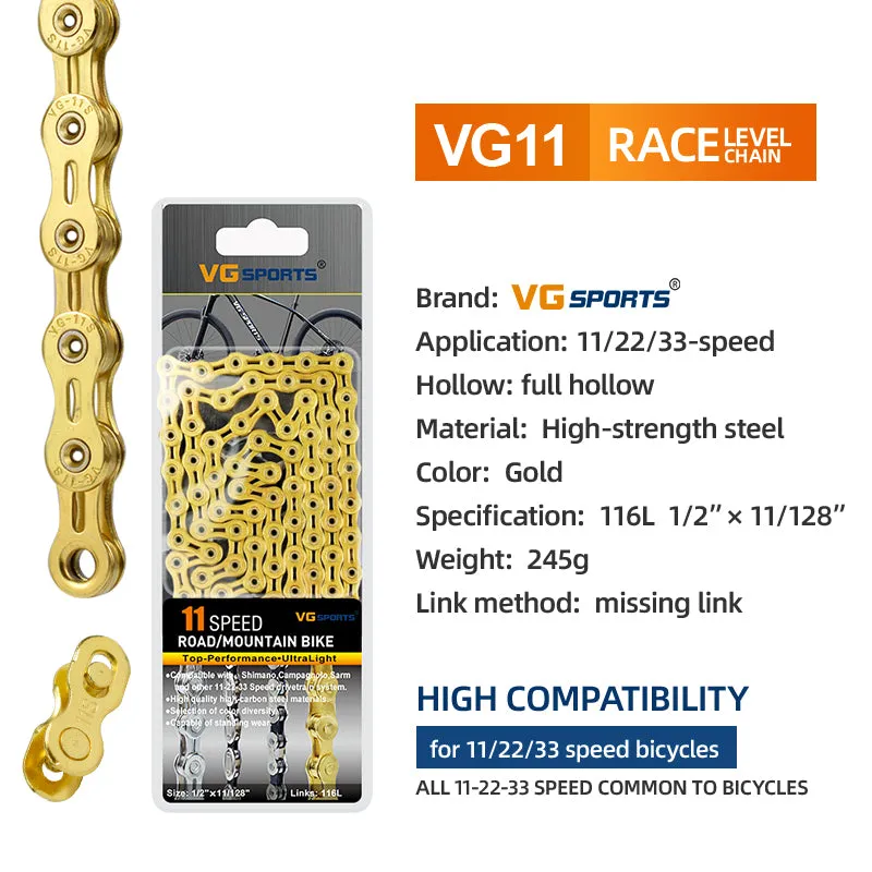 VG Sports Gold 8/9/10/11 Speed Bicycle Chain