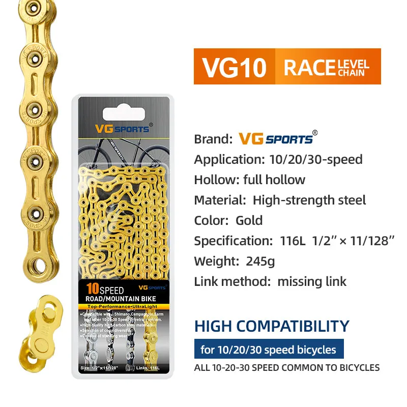 VG Sports Gold 8/9/10/11 Speed Bicycle Chain