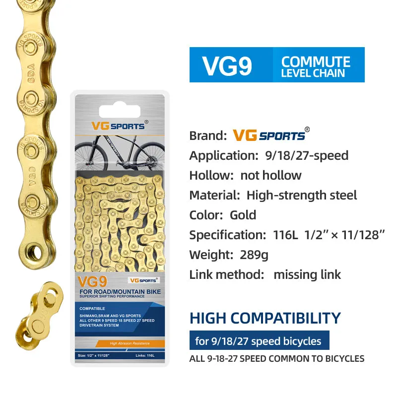 VG Sports Gold 8/9/10/11 Speed Bicycle Chain