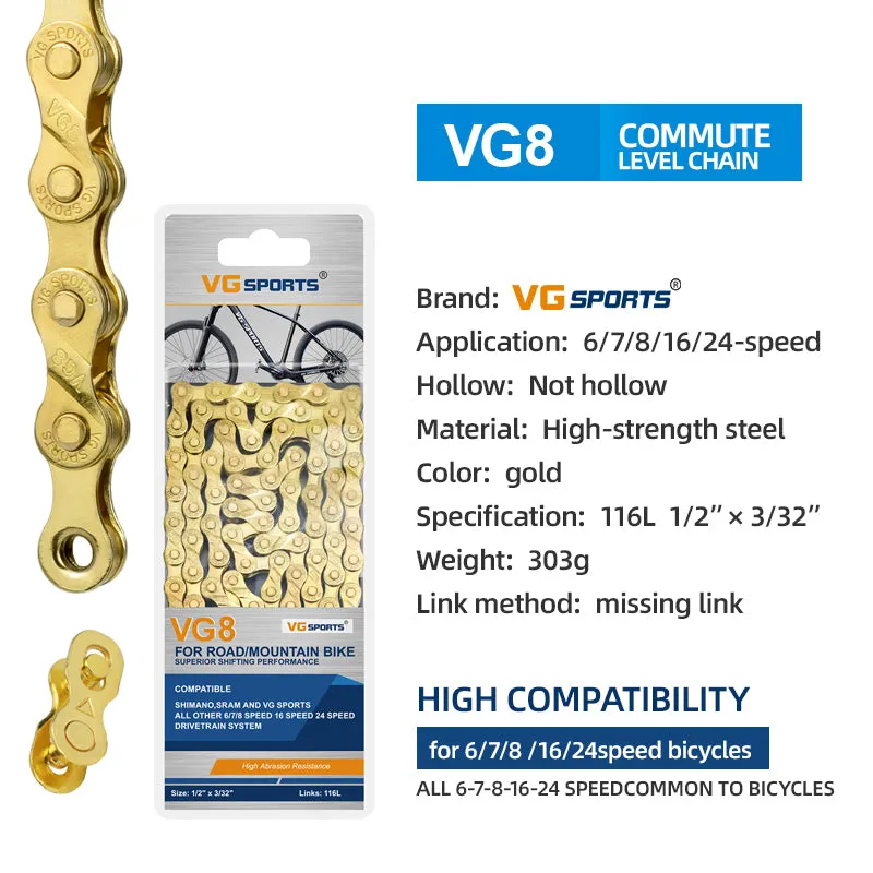 VG Sports Gold 8/9/10/11 Speed Bicycle Chain