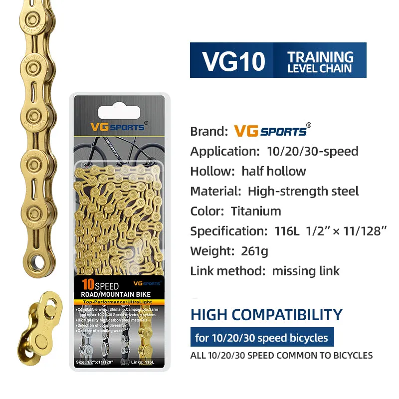 VG Sports Plated Titanium 9/10/11/12 Speed Bicycle Chain