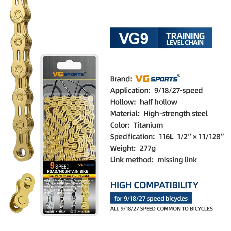 VG Sports Plated Titanium 9/10/11/12 Speed Bicycle Chain