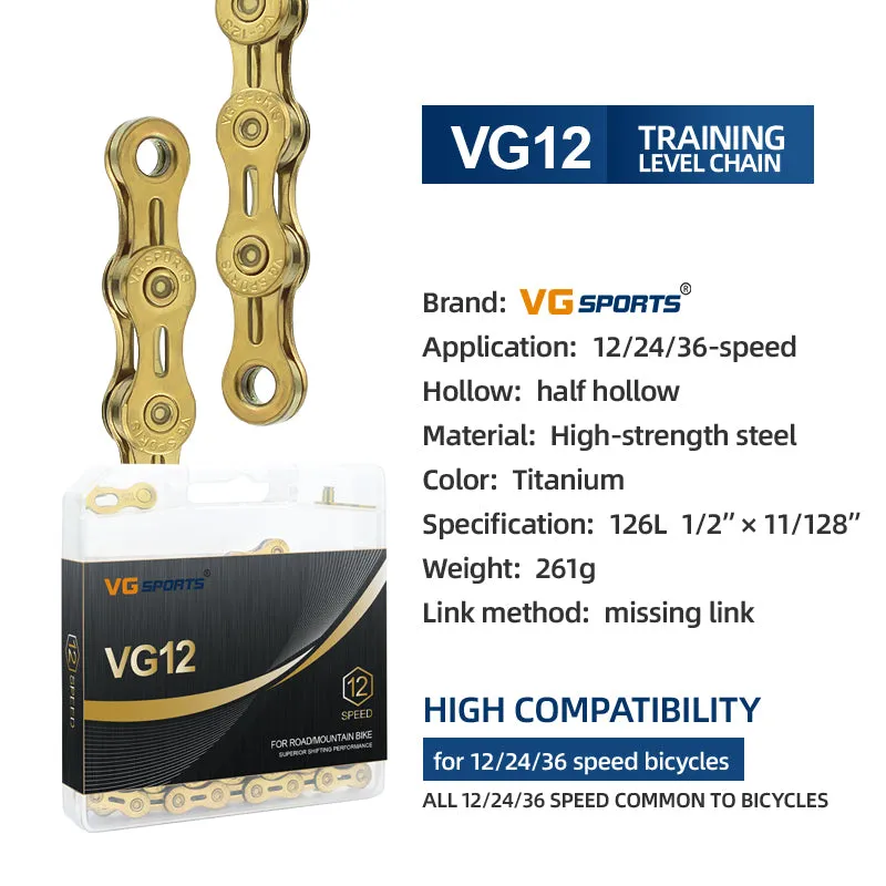 VG Sports Plated Titanium 9/10/11/12 Speed Bicycle Chain