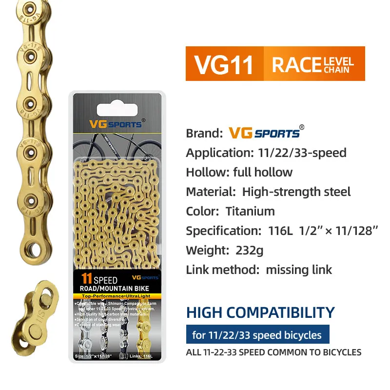 VG Sports Plated Titanium 9/10/11/12 Speed Bicycle Chain