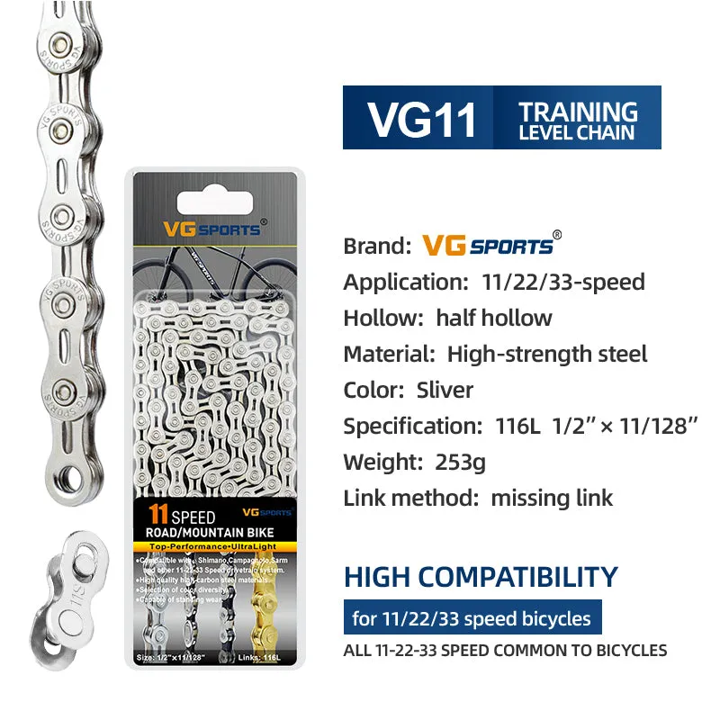 VG Sports Silver 8/9/10/11/12 Speed Bicycle Chain