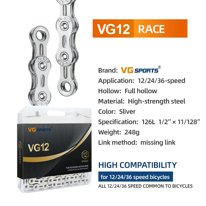 VG Sports Silver 8/9/10/11/12 Speed Bicycle Chain