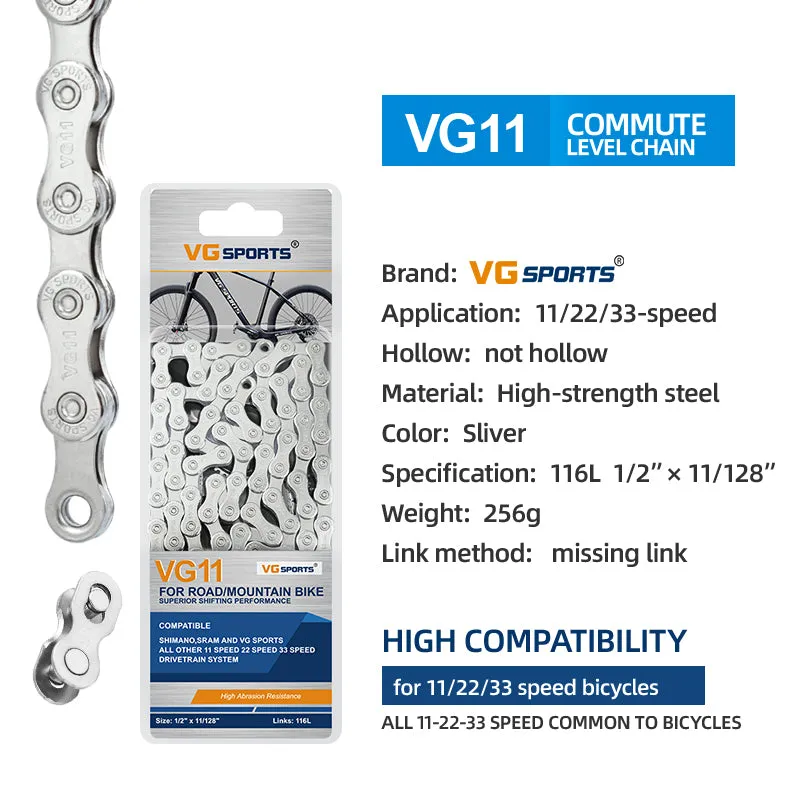 VG Sports Silver 8/9/10/11/12 Speed Bicycle Chain