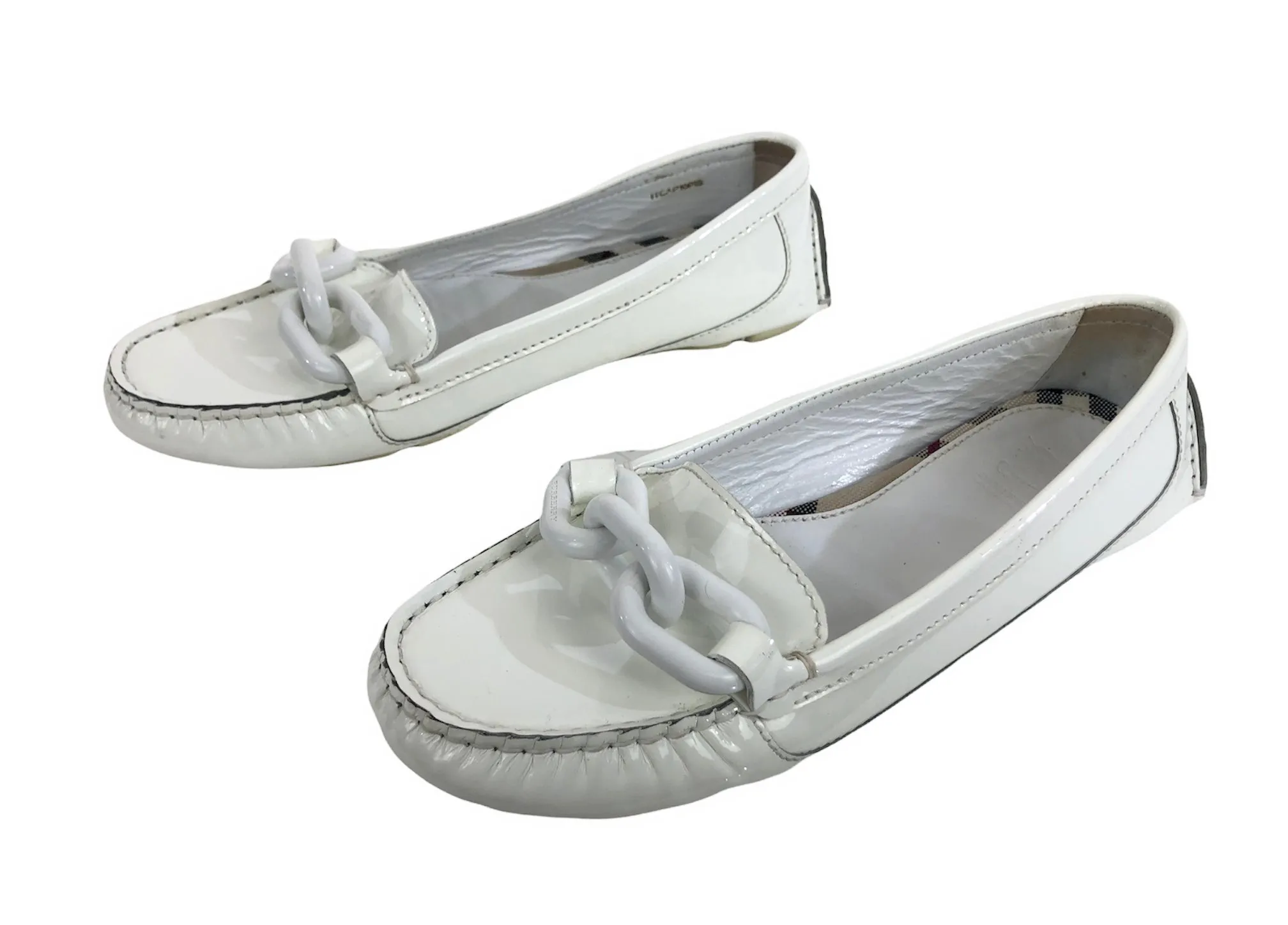 White Patent Leather Driving Shoes | Size 7.5 | IT 37.5