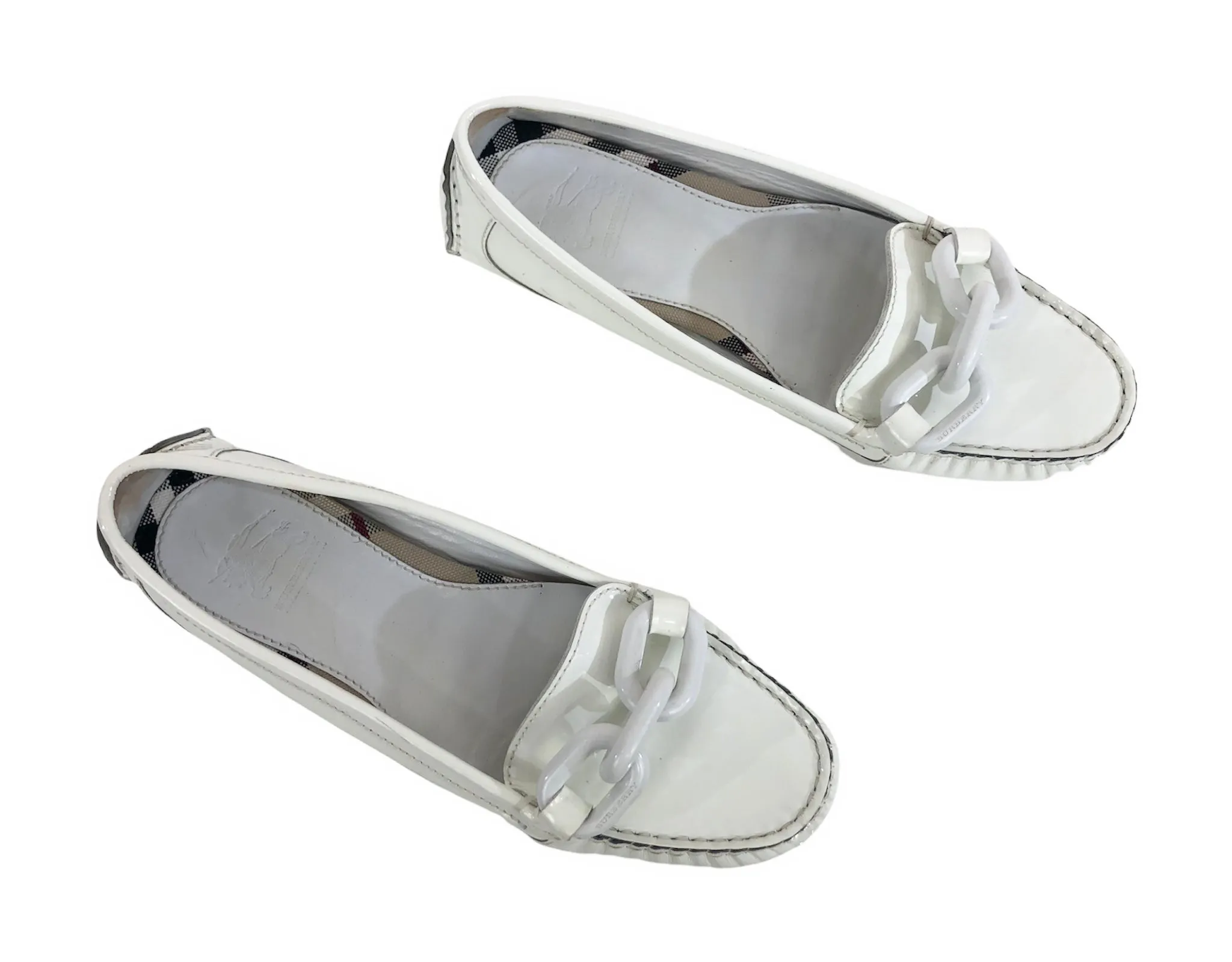 White Patent Leather Driving Shoes | Size 7.5 | IT 37.5