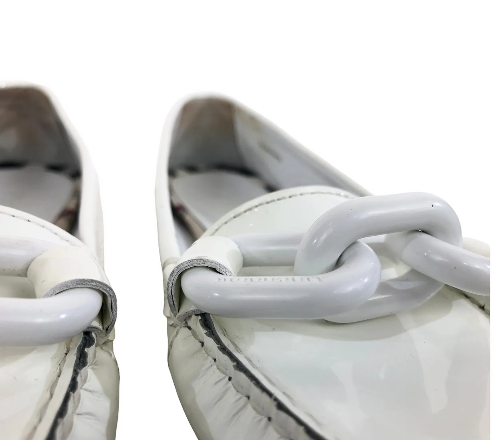 White Patent Leather Driving Shoes | Size 7.5 | IT 37.5