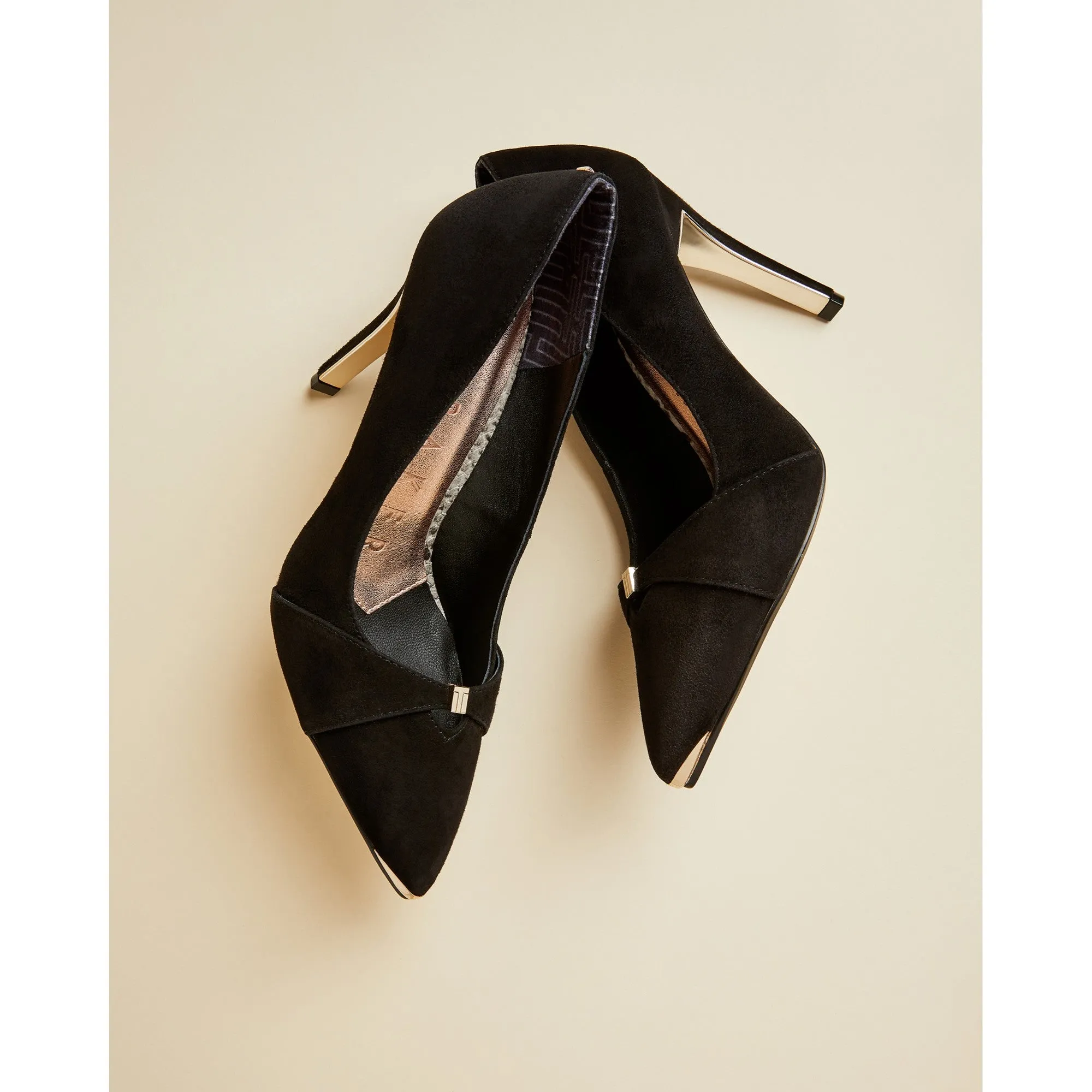 Women Axealli-Suede Bow Strap Court Shoe - Black