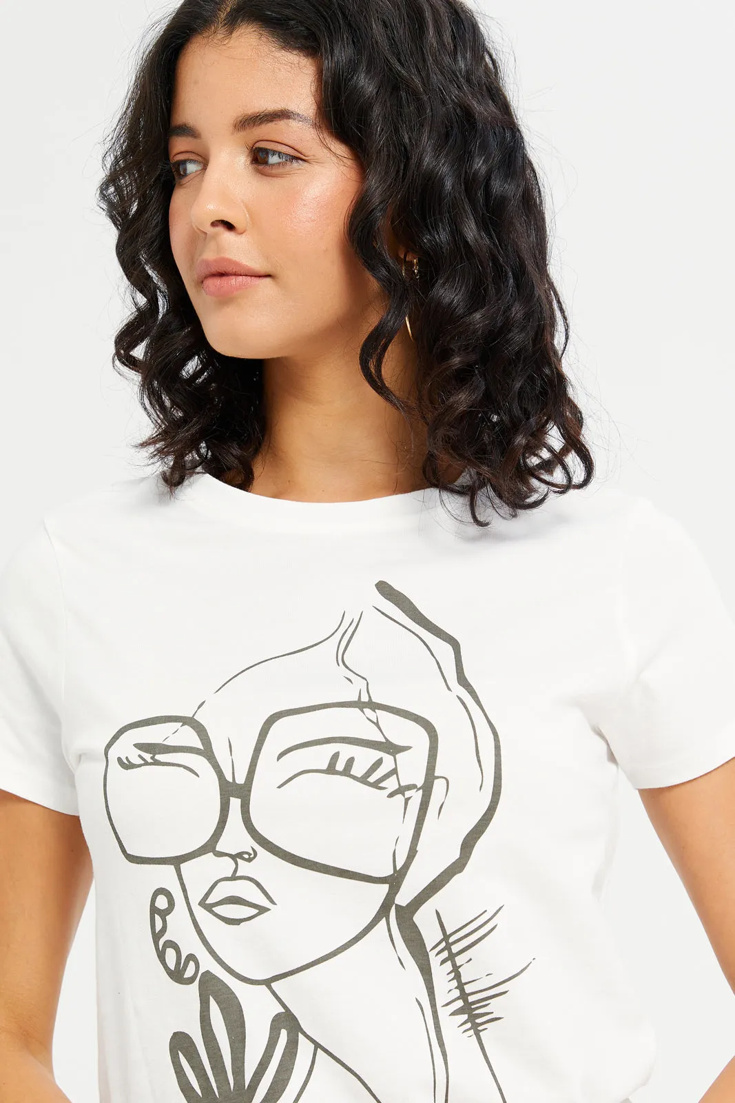 Women Ivory Lady Printed T-Shirt