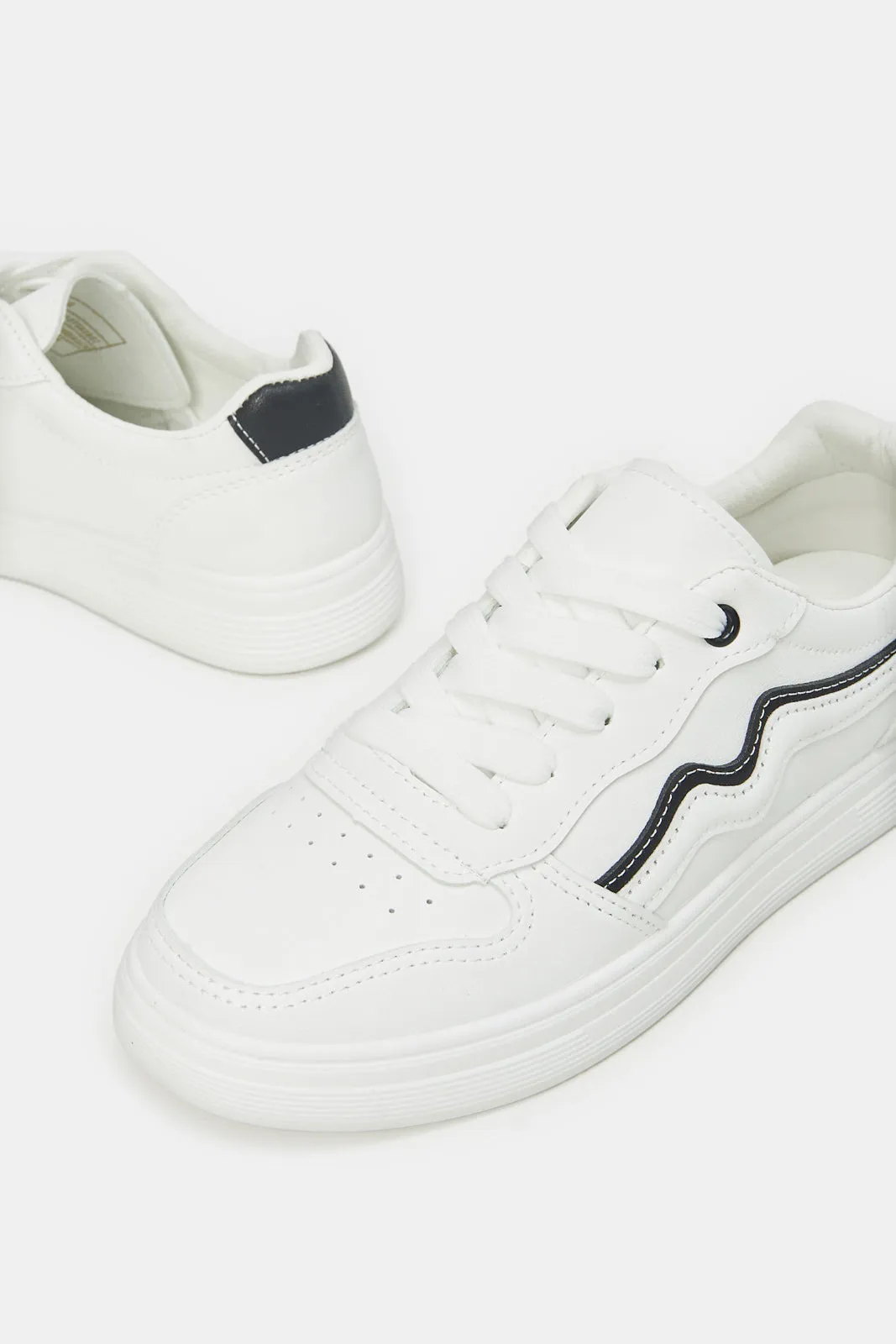 Women White Court Sneaker With Grey Highlight