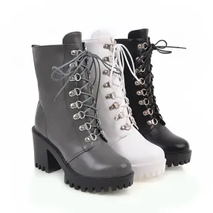 Women's Block Heels Short Motorcycle Boots