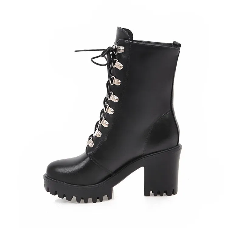 Women's Block Heels Short Motorcycle Boots