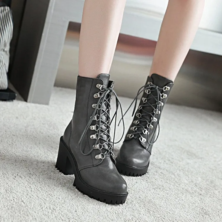 Women's Block Heels Short Motorcycle Boots