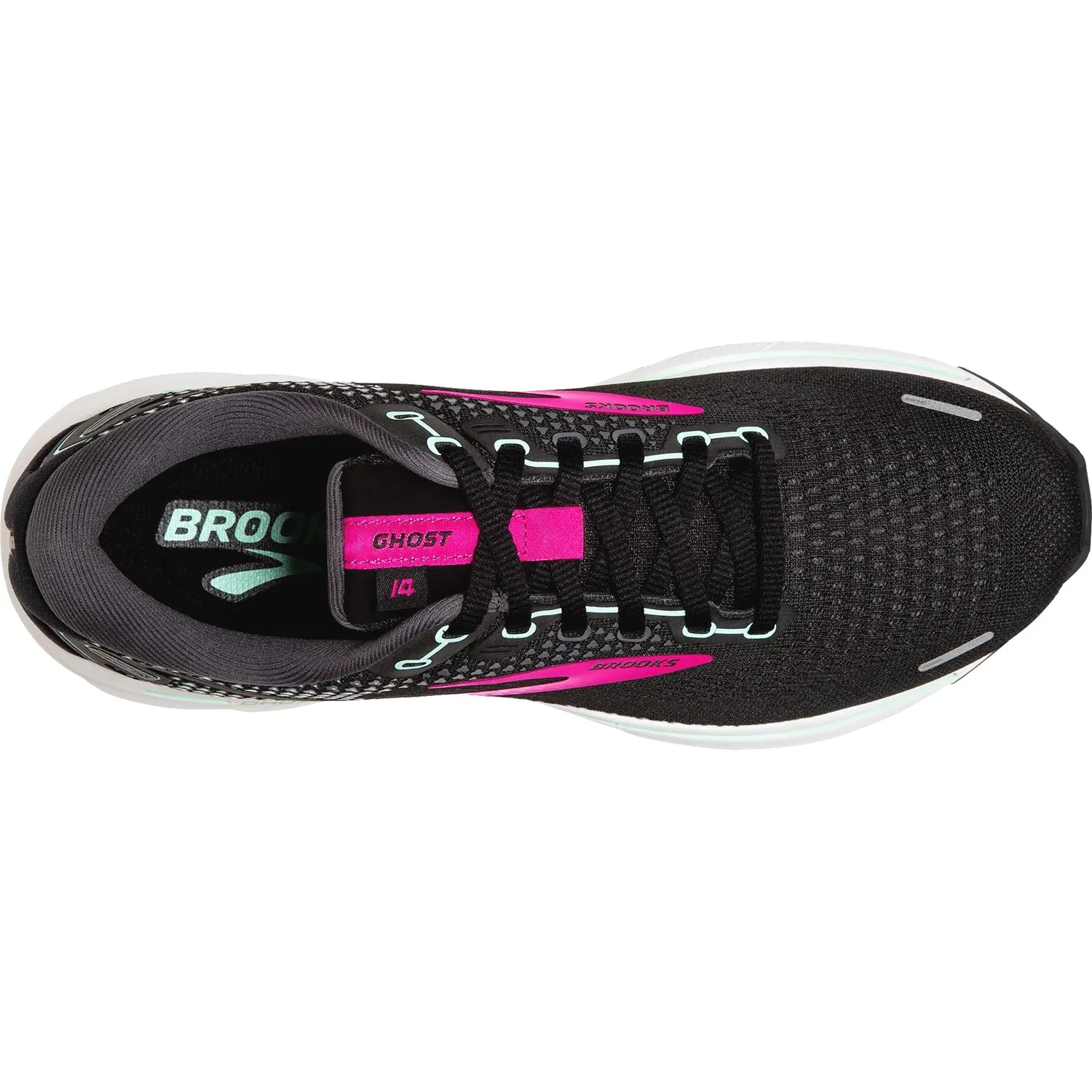 Women's Brooks Ghost 14 Black/Pink/Yucca Mesh