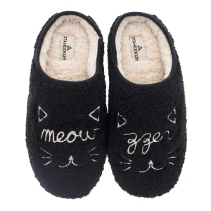 Women's Graphic Meowzzer Cat Slipper - Black