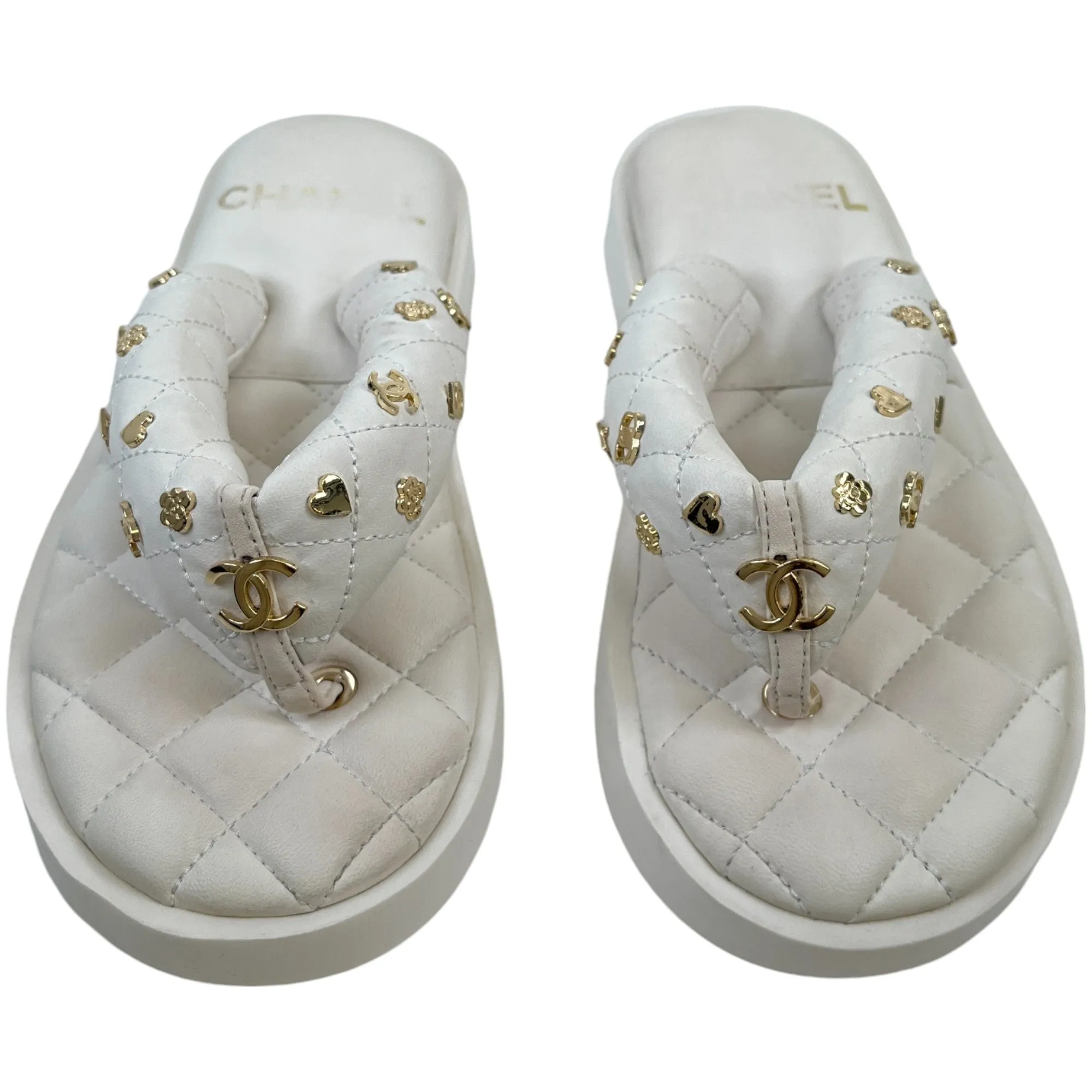 Women's Quilted Padded Charms Sandals White Size EU 37 / UK 4