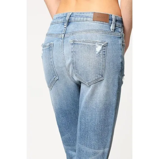 Zoey Cropped Distressed Mom Jeans