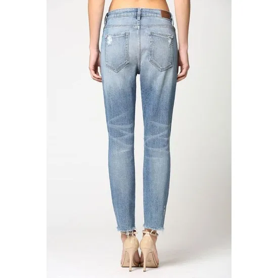 Zoey Cropped Distressed Mom Jeans